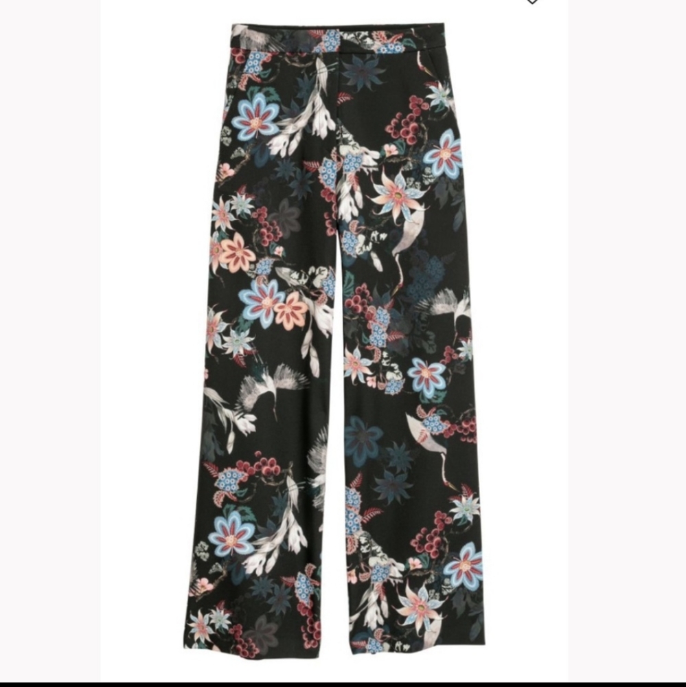 H&M Crane Print High‎ Waisted Pants